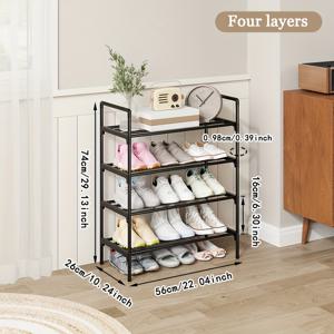 TEMU 1개 다층 금속 신발장, 자유롭게 조합 및 쌓을 수 있는 신발장, 6-24켤레 수납 가능, 쉬운 설치, 공간 절약, 현관, 복도, 거실, 침실에 적합
