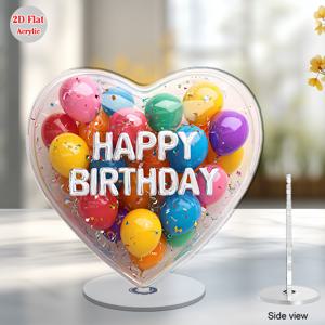 TEMU 2D 평면, 생일 풍선 & 해피 버스데이 아크릴 데스크탑 장식 - 2D 평면 회전 간판 풍선 글자, 가벼운 생일, 방 & 장식용, 2D 평면