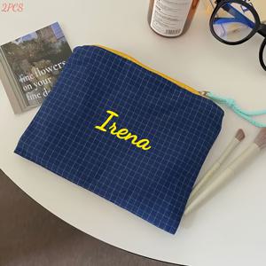 TEMU 맞춤형 이름/이니셜/텍스트 자수 패치 가방 - 자수 지퍼 여행용 화장품 정리함, 신부 들러리/생일 선물용, 이름표 화장품 케이스 - 자수 패치가 있는 패브릭 (스타일)