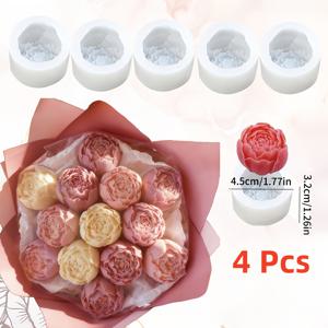 TEMU 사실적인 장미꽃 몰드 4개 - DIY 양초, 비누, 레진 & 클레이 공예용 재사용 가능한 실리콘 몰드 - 디테일한 꽃잎, 수술 & 잎사귀 질감으로 쉬운 탈형 - 수제 장식용 웨딩, 밸런타인데이, 크리스마스 선물 제작