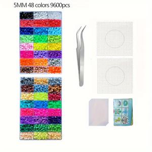 TEMU 48색 5mm 9600개/2.6mm 26000개 퓨즈 비즈 세트, 주얼리 만들기 키트용 5mm/2.6mm 세트 비즈 픽셀 아트 퍼즐 DIY 3D 퍼즐 퓨즈 비즈 수제 선물