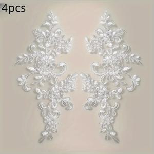 TEMU 빈티지 스타일의 입체 플로럴 레이스 자수 패치 4개 세트. 웨딩 드레스, 재봉 공예, 의류, 청바지, 재킷 및 가방과 같은 프로젝트에 적합합니다.