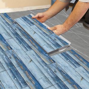 TEMU 6/24개 목재 무늬 바닥 스티커, 떼어 붙이는 PVC 바닥 스티커, 두꺼운 무광 비닐 방수 및 미끄럼 방지 바닥 타일 스티커, 주방, 욕실, 거실 리노베이션 장식에 적합, 5.91*15.75 인치