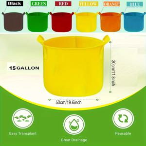 TEMU 6개입, 채소 및 꽃 재배용 패브릭 화분백, 식물 및 꽃에 적합, 강화된 긴 손잡이, 내구성 및 통기성, 정원을 만들기 위한 라벨 10개 포함(색상 랜덤)