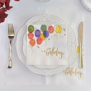 TEMU 16개입 일회용 컬러풀 해피 버스데이 냅킨 세트 (골드 포일 포함), 크기: 13X13인치. 생일 파티 장식 및 레스토랑 디저트 가게 용품으로 완벽합니다.