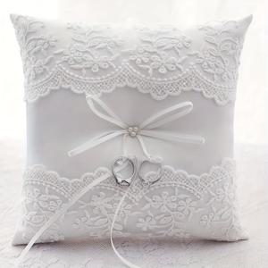 TEMU 1개 보우 레이스 웨딩 링 베개, 로맨틱 진주 장식 신부 반지 홀더 베개, 결혼식 파티용, 반지 미포함, 할로윈, 크리스마스 이벤트 & 파티 용품
