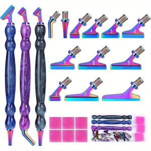 TEMU 21/17 아트 페인팅 펜 세트 1/3 아트 펜 세트 6/12 45° 메탈 스레드 헤드 5D 레진 페인팅 도구 추가 수제 다용도 세트