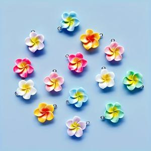 TEMU 14개 랜덤 색상 다섯 꽃잎 작은 꽃 장식품, 여름 스타일 레진 꽃 펜던트, 목걸이, 귀걸이, 열쇠고리, 참용 DIY 액세서리