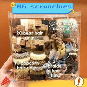 TEMU 다크 가을/겨울 시리즈의 귀여운 헤어 액세서리 86개 세트. 하이 포니테일 및 번 스타일에 완벽하며 생일 또는 휴일 선물로 이상적입니다.