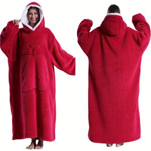 TEMU 따뜻하고 두꺼운 방풍 후드티, 오버사이즈 커플 홈 실내외 웨어러블 담요, 가을과 겨울 필수 홈웨어, 추운 겨울을 함께, 커플 웨어러블, 애플 포켓 포함