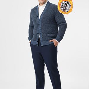 TEMU 플러스 사이즈 남성용 두꺼운 안감 V넥 가디건 - 겨울용 따뜻한 니트 스웨터, 버튼 프론트 긴팔 캐주얼 코트, 레귤러 핏 단색, 클래식 V넥 디자인, 내구성 있는 버튼 클로저, 플러스 사이즈