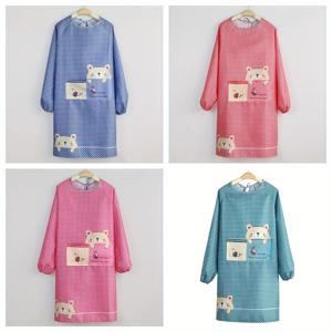 TEMU 1개 귀여운 곰 디자인 주방 앞치마 - 통기성 폴리에스터 긴팔 커버업, 내구성 & 세탁 쉬움, 요리·베이킹·집안용 - 다양한 색상, 사랑스러운 앞치마