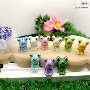 TEMU 혼합 색상 아크릴 반짝이는 손으로 그린 개구리 비즈 펜 추가품 8개, 장식 재료, 펜던트 및 공예용 장식품, 선물 제작