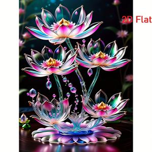 TEMU 1개 2D 플랫 DIY 큐브 라운드 풀 드릴 무테 페인팅 - 연꽃 자수 키트, 거실·침실·서재 등 실내 공간 벽 장식용 , 친구와 가족을 위한 완벽한 공예 선물