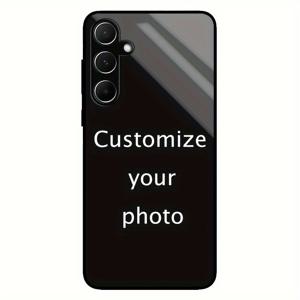 TEMU 휴대폰 케이스: 삼성 갤럭시 A15/16/14/55/54/35/34/25/24용 맞춤형 케이스, DIY 귀여운 반려동물 커플 셀카 사진 디자인, 유리 고광택 효과, 매트 블랙 소프트 엣지 보호