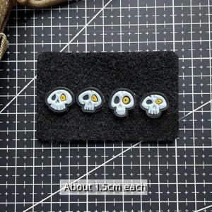 TEMU 미니 나이트라이트 스컬 모랄 배지 PVC 스컬 헤드 전술 패치 후크&루프 엠블럼 작은 백팩 모자 장식 스티커