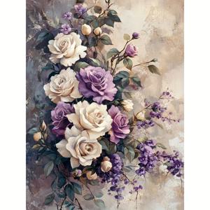 TEMU 5D 페인팅 키트 - 원형 아크릴 아트 공예 세트, 가정 사무실 벽 장식용, 우아한 꽃 11.81X15.75인치 - 크리스마스, 할로윈, 추수감사절 및 생일 선물로 완벽!