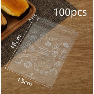 TEMU 100개 자체 밀봉 빵 가방, 영감을 주는 인용문이 있는 투명, 인쇄된 감사 디자인 - 다양한 식품 보관용으로 베이킹 제품, 과일 및 더 많은 것을 위한 필수 가정 주방 정리 (5.91x7.09인치)