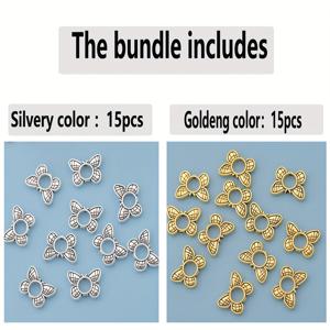 TEMU 30개/15개입 모양의 속이 빈 홀 스페이서 비즈, 단면 펜트레이드 루즈 비즈, 동물 패턴 장식 비즈, 수직 홀 비즈, 팔찌, 목걸이, 발찌, 귀걸이 등 주얼리 프로젝트에 적합