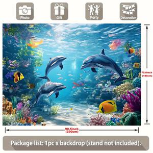 TEMU 파티 배너 1개, 수중 풍경 배경 장식, 폴리에스터 배너 데코, 홈 데코, 룸 데코, 벽 장식, 파티 배경 장식, 파티 데코/용품/선물용 장식 배경, 파티 배너