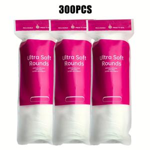 TEMU 300/600개 일회용 원형 메이크업 리무버 패드, 초소프트 클렌징 티슈 - 데일리 메이크업 & 네일 폴리쉬 제거용, 6*6cm