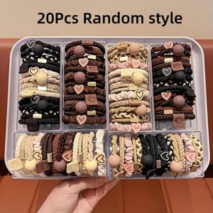 TEMU 스타일 여성용 헤어밴드 20개 세트 - 귀여운 브레이슬릿 스타일, 탄력 있는 밴드, 가는 머리/굵은 머리 모두 적합, 포니테일 및 스포츠용