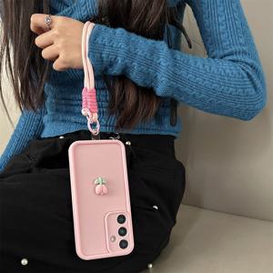 TEMU 핸드 스트랩 폰 케이스, 3D 폰 케이스, 꽃 보호 커버, 미용 폰 케이스, S25 플러스/S24 울트라/S23 FE/S22/S21 호환