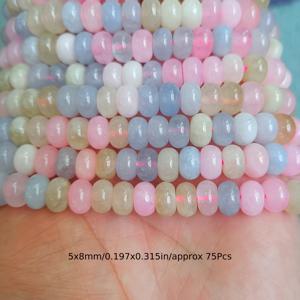 TEMU MORGAN용 숫자 줄συν계구슬용 바퀴 모양 천연 멀티컬러 5x8mm 약 75개 - 화려한 루즈 스페이서 스톤 구슬 - 매끄러운 통天然석 구슬 - 라이트 럭셔리하고 정교함 - 다양한 모양의 DIY 주얼리 제작용, 팔찌, 목걸이, 귀걸이, 발찌, 펜던트에 완벽하게 적합 - 구슬 액세서리 선물 - 휴일 선물 - 15인치