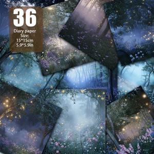 TEMU Twilight Elf Forest - 황혼이 오면, 부드러운 반짝임으로 불꽃이 흔들고, 파스텔 꽃이 부드럽게 핀대며, 가벼운 안개가 퍼져, 몽환적인 동화 세계를 연출합니다. 스크랩북 용지, 수제 용지, 정크 저널에 적합한 재료 용지