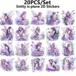 TEMU 수제 DIY 판타지 동화 정원 나비 엘프 스티커 20개, 평면 2D 스티커, 미적 장식 데칼, 다양한 공예 스크랩북킹 여행 노트북 기타 스케이트보드 벽 여행 가방 일기 책 벽지 장식, 여자친구를 위한 선물