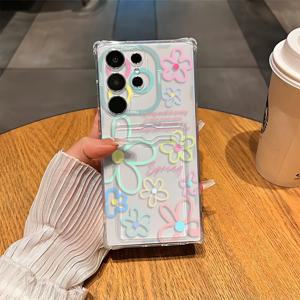 TEMU 간단한 꽃 디자인, 고급 패턴, 투명하고 부드러운 카드 삽입 휴대폰 케이스, 충격 방지 및 보호 커버, 삼성 A54/A53/A52 (A52S와 호환)/A34 (5G)/A14 (5G)/S21/S22/S23/S23+/S23U 및 S24 시리즈 A15/A35 (5G)/A55 (5G)/A25 (5G) 최신 S25 시리즈 A16/A36/A56에 적합합니다.