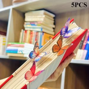 TEMU 3D 나비 북마크 5개 세트 + 메모지 - 두꺼운 종이 - 책, 다이어리, 플래너용 - 학생, 선생님, 책 애호가를 위한 귀여운 선물
