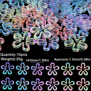 TEMU 10개 43mm 다양한 색상 매화꽃 모양 장식 구슬, 남녀공용 팔찌, 목걸이, 귀걸이, 휴대폰 고리, 펜던트, 핸드메이드 뜨개질 헤어 액세서리, 의류, 주얼리 및 공예용 스페이서 비즈