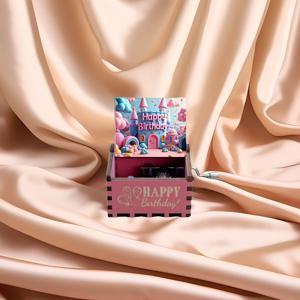 TEMU 1개 수동식 나무 빈티지 레이저 조각 생일 뮤직박스 - 해피 버스데이 텍스트, 미니어처 케이크 & 캔들 디자인 - 홈 데코, 생일 크리스마스 데이 새해 선물, 축제 홈 데코 | 기발한 디자인 | 나무 제작, 생일 파티 장식, 크리스마스에 최적