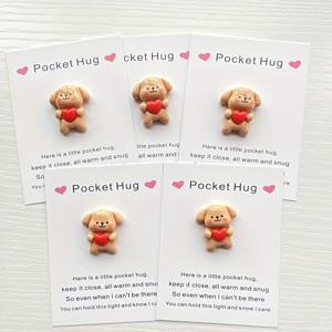 TEMU 5개입 안아주기 포켓 하트 모양 강아지, 레진 동물 격려 카드, 크리스마스, 발렌타인데이, 가족, 친구, 연인을 위한 완벽한 미니 장식 선물, 집, 주방 파티 선물