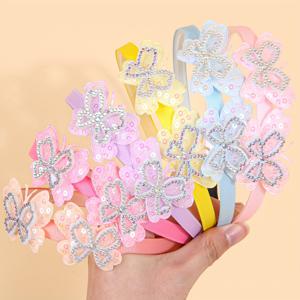 TEMU 귀엽고 두꺼운 나비 머리띠는 스팽글과 라인스톤으로 장식되어 축제 파티에 완벽합니다.