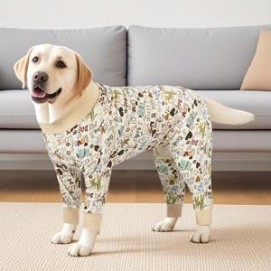 TEMU 큰견 파자마를 위한 사랑스럽고 매력적인 디자인 - 라브라도, 골든 리트리버, 로트вейлер에 이상적인 포근한 라운지웨어 애완동물 점프수트