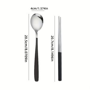 TEMU 2개 세트 스푼과 젓가락, 홈 다이닝용 광택 마감 식기류 세트, 야외 피크닉 캠핑용 중국식 간단한 테이블웨어