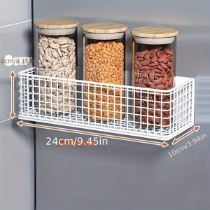 TEMU 1PS 냉장고 및 세탁기용 강력 자석 수납 정리함, 드릴링 불필요 조절식 브래킷, 공간 절약형 바구니 포함, 다용도 주방 욕실 식품, 견과류, 파스타 등 올인원 선반, 선반 바구니, 다용도 랙