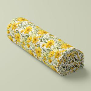 TEMU 새록새록한 노란색 수채화 플로럴 아트 세트 (39*59인치, 100X150cm). 100% 폴리에스터 원단으로 제작되었으며, 공예 프로젝트, 지갑 제작, 홈 데코용 재봉 소재에 적합합니다. 공예 애호가, DIY 지갑 제작에 필수적인 소재입니다.