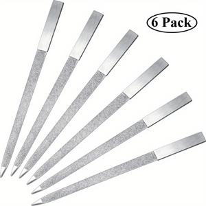TEMU 스테인리스 스틸 재질의 네일 파일 6개 세트. 양면 디자인으로 손톱 광택 작업에 적합하며 남녀 모두에게 적합합니다. 집에서 또는 살롱에서 매니큐어를 하기에 완벽하며 색상은 은색이며 크기는 7인치입니다.