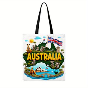 TEMU 세련되고 사랑스러운 오스트레일리아 스타일 여성 숄더백, 캔버스 토트백. 작은 캥거루와 코알라의 재미있는 패턴이 돋보이며, 데일리 출퇴근 및 여행에 적합합니다. 내구성이 뛰어나고 패셔너블하며, 그녀를 위한 이상적인 선물입니다.