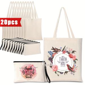 TEMU 2/6/12/20 승화 전사 토트백, 빈 캔버스 가방, 재사용 가능한 쇼핑백 (열전사 인쇄용), 화장품 메이크업 가방, 광고, 크리스마스 공예, 어버이날, 졸업 시즌 핸드메이드 선물로 적합