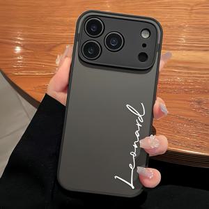 TEMU 휴대폰 케이스 - 개인 맞춤 이름 DIY 반투명 폰 케이스, 아이폰 17, 16, 15, 14, 13, 12, 11 Pro Max Plus 호환. 이 럭셔리 초박형 하드 PC 충격 방지 아머 케이스는 컬러 무광 엔드와 보호 보더를 특징으로 합니다.