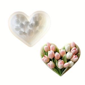 TEMU 러브 튤립 실리콘 몰드, 레진 캐스팅 몰드, 주얼리 캐스팅 도구, 캔들 석고 핸드메이드 비누 드립 글루용, 봄, 발렌타인데이, 아버지날, 어머니날, 추수감사절, 생일 선물 DIY 몰드