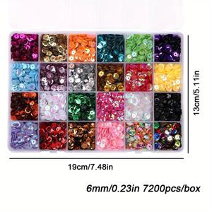 TEMU 7200개 24구 컬러 시퀸 키트, 보관함 포함, 장식 DIY 액세서리 제작용 비즈 세트