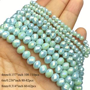 TEMU 고품질 AB 도자기 민트 그린 오스트리아 합성 파체드 플랫 라운드 휠 스페이서 루스 인터벌 비즈, 여성 목걸이, 팔찌, 귀걸이 제작을 위한 수제 선물, 4/6/8MM 사이즈의 주얼리 제작 보조 재료