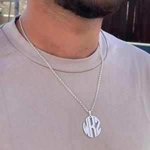 TEMU 맞춤형 빅 롤로 체인 라운드 인터우븐 레터 네크리스, 탈착 가능한 스테인리스 스틸 이니셜 모노그램 펜던트, 남녀 공용 로고 주얼리