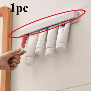 TEMU 벽걸이형 긴 치약 홀더 1개 - 다용도 공간 절약형 욕실 수납함, 여러 칸이 있는 내구성 있는 플라스틱, 간편한 조립, 욕실 수납용, 벽걸이형 홀더 | 정리된 욕실 | 컴팩트 수납함, 선반
