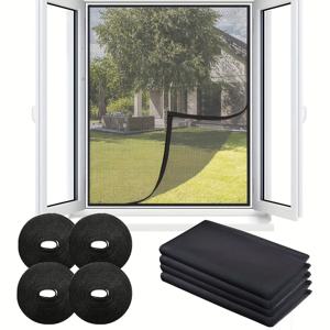 TEMU 4개 세트 간편 설치 자가 접착식 무시장 - 침실 & 거실용 투명 모기장, 강력한 접착 후크 조절 가능, 모기·파리·거미 방지, 내구성 있는 메쉬 소재, 침대용 투명 그물망